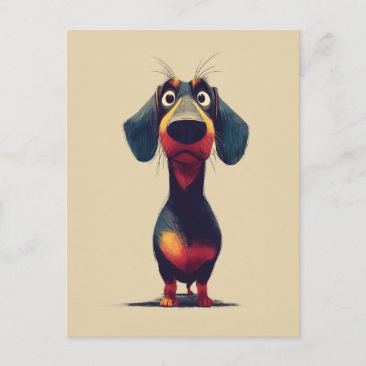 Verrukkelijke Teckel Karakter Illustratie Briefkaart (Voorkant)