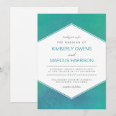 verrukking | Blauwgroen groene Waterverf bruiloft Kaart (Voorkant / Achterkant)