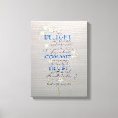 VERRUKKING, ENGAGE, VERTROUWEN, PSALM 37 CALLIGRAP CANVAS AFDRUK (Voorkant)