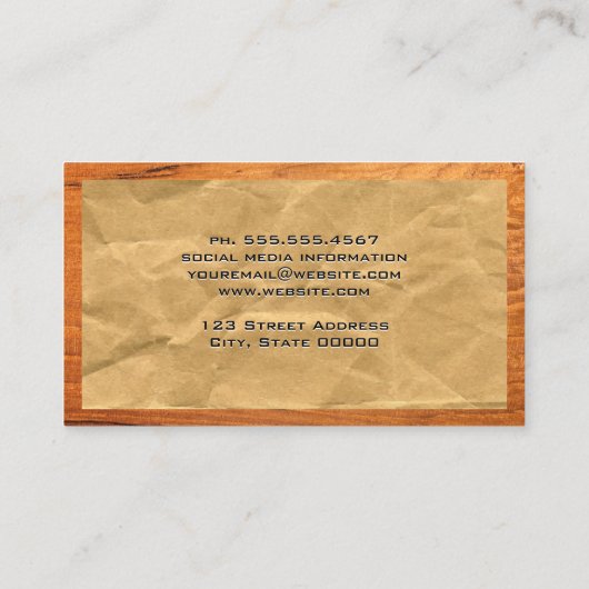 Verrukt papier | Houtgrens Visitekaartje (Achterkant)