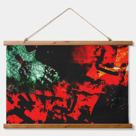 Verrukt sinaasappel met houten bovenkant wandtapij hangend wandkleed