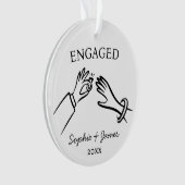 Verrukt Whimsical Hand Getekende Verloving Kerst Ornament (voorkant)