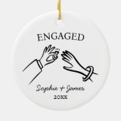 Verrukt Whimsical Hand Getekende Verloving Kerstmi Keramisch Ornament (Achterkant)