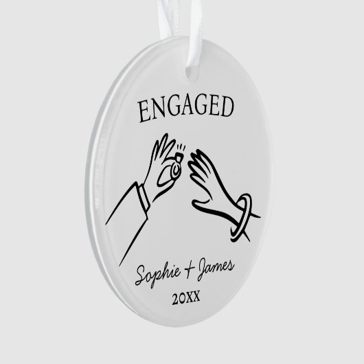 Verrukt Whimsical Hand Getekende Verloving Kerstmi Ornament (voorkant)