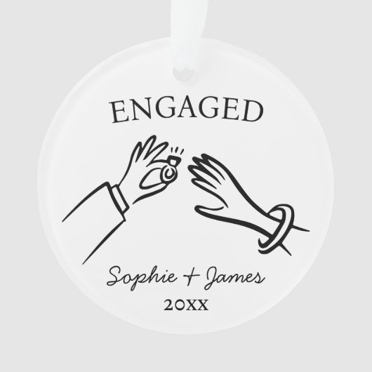 Verrukt Whimsical Hand Getekende Verloving Kerstmi Ornament (voorkant)