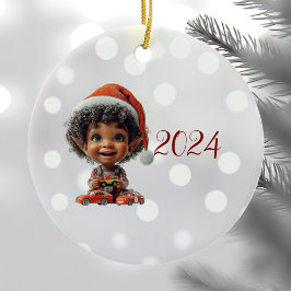 Verrukte Baby Kerst Elf Keramisch Ornament