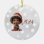 Verrukte Baby Kerst Elf Keramisch Ornament (Voorkant)