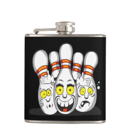 Verrukte bowlingspelden, zwart heupfles