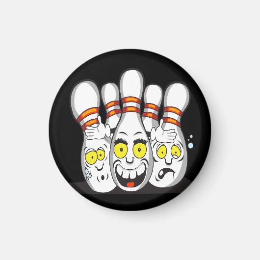 Verrukte bowlingspelden, zwart magneet (Voorkant)