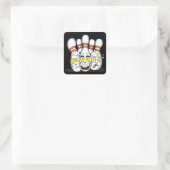 Verrukte bowlingspelden, zwart vierkante sticker (Tas)