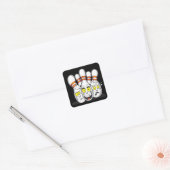 Verrukte bowlingspelden, zwart vierkante sticker (Envelop)