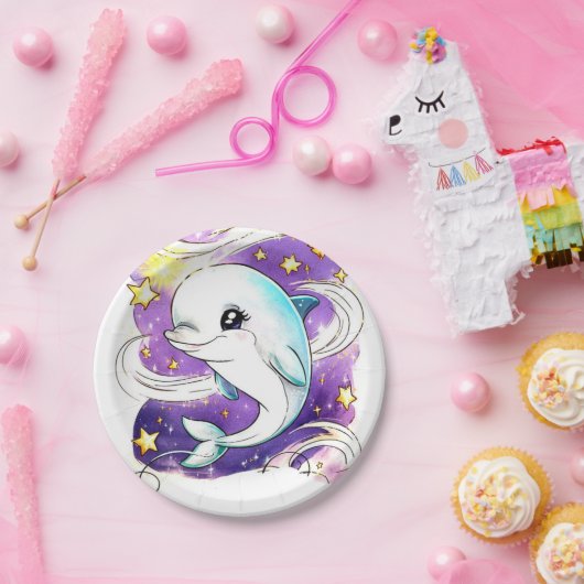 Verrukte Pastel Kinderen Dolfijn Verjaardag Papieren Bordje (Feest)