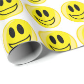 Verry Happy Smiley Face Button geïsoleerd Cadeaupapier (Rol Hoek)
