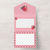 Vers aardbeienpatroon all in one uitnodiging (Binnen)