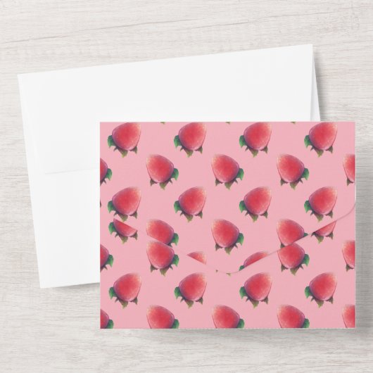 Vers aardbeienpatroon all in one uitnodiging (Achterkant)