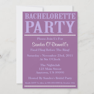 Vers Bachelorette Party Invitations Violet/Paars Kaart