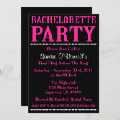 Vers Bachelorette Party Invites (Hot Pink/Black) Kaart (Voorkant / Achterkant)