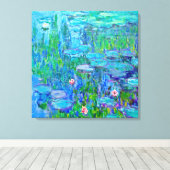 Vers blauw water Lily Pond Monet Fine Art Canvas Afdruk (Insitu (Houten vloer))