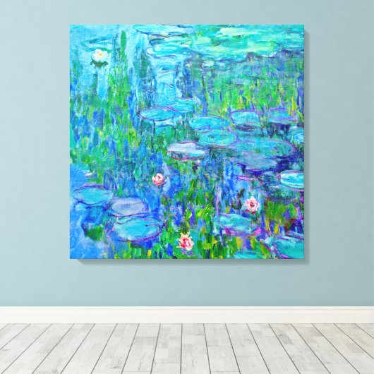 Vers blauw water Lily Pond Monet Fine Art Canvas Afdruk (Insitu (Houten vloer))