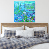 Vers blauw water Lily Pond Monet Fine Art Canvas Afdruk (Insitu (Slaapkamer))