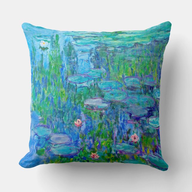 Vers blauw water Lily Pond Monet Fine Art Kussen (Voorkant)
