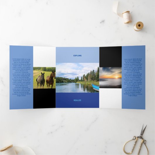 Vers blauwe toon kwadraat QR-code Drieluik Kaart (Binnen)