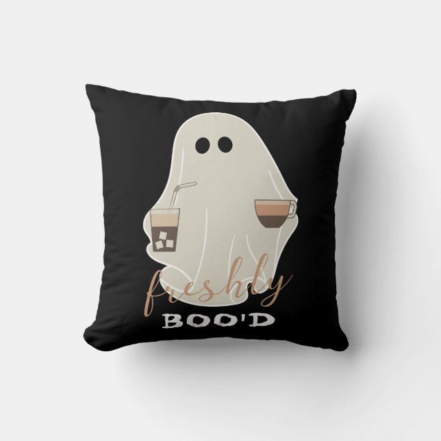 Vers Boo'd | Halloween Schattigee spook | Zwart Kussen (Voorkant)
