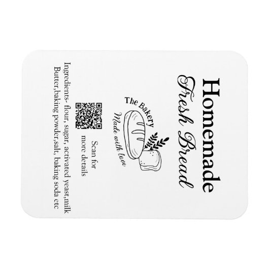 Vers brood bakkerij naam ingrediënten Q of code h Magneet (Horizontaal)