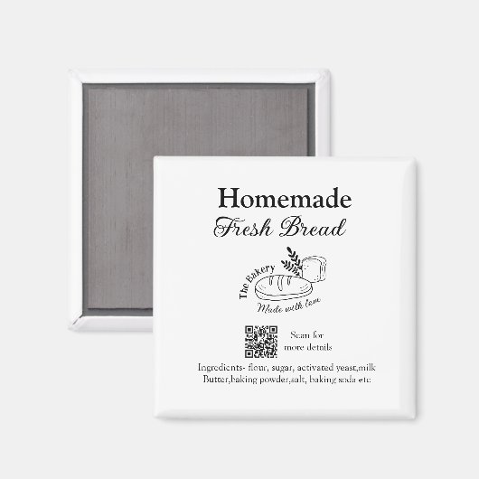 Vers brood bakkerij naam ingrediënten Q of code h Magneet (Voorkant / Achterkant)