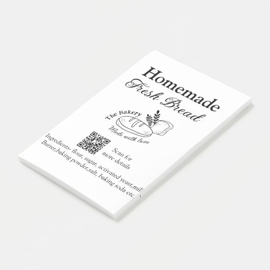 Vers brood bakkerij naam ingrediënten Q of code h Post-it® Notes (Schuin)