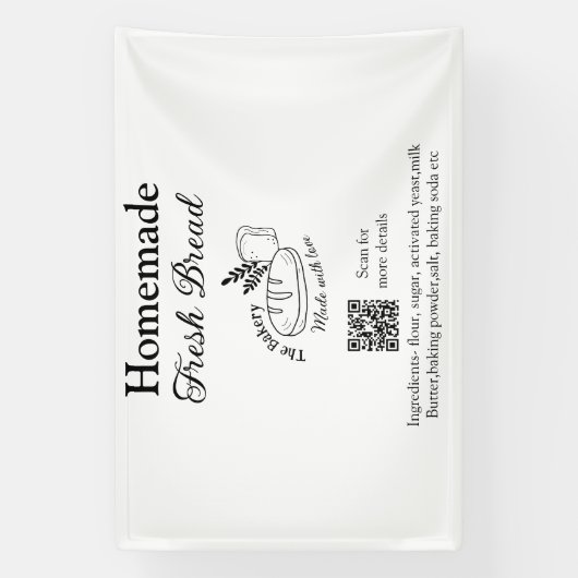 Vers brood bakkerij naam ingrediënten Q of code h Spandoek (Verticaal)