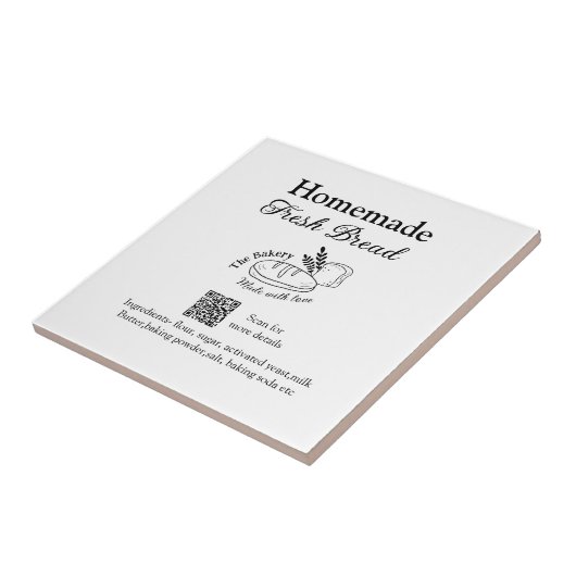 Vers brood bakkerij naam ingrediënten Q of code h Tegeltje (Zijkant)