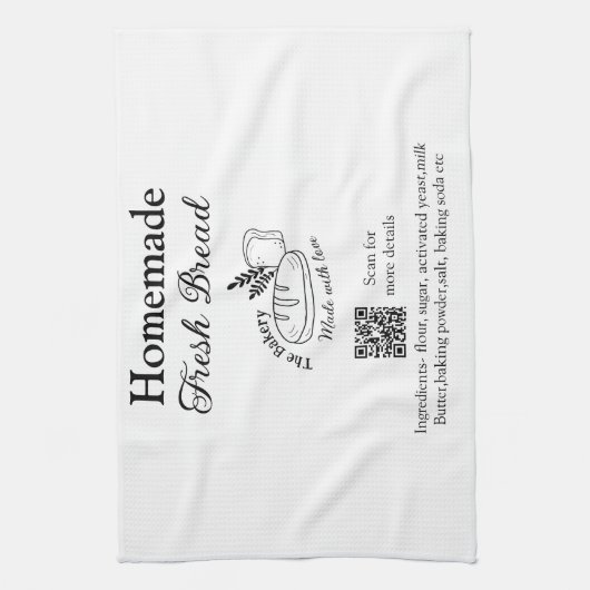 Vers brood bakkerij naam ingrediënten Q of code h Theedoek (Verticaal)