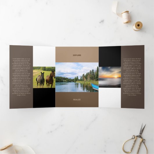 Vers bruine toon kwadraat QR-code Drieluik Kaart (Binnen)