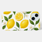 Vers citroenpatroon met bladeren en bloesems Case-Mate iPhone case (Achterkant (horizontaal))