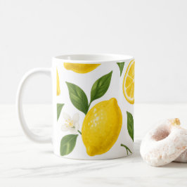 Vers citroenpatroon met bladeren en bloesems koffiemok