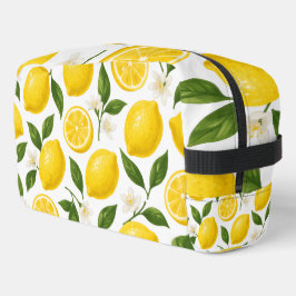 Vers citroenpatroon met bladeren en bloesems toilettasje
