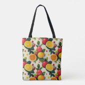Vers citrusfruitpatroon – helder botanisch tote bag (Achterkant)