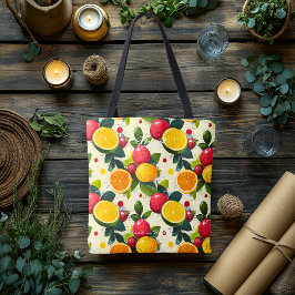 Vers citrusfruitpatroon – helder botanisch tote bag