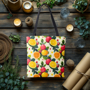 Vers citrusfruitpatroon – helder botanisch tote bag