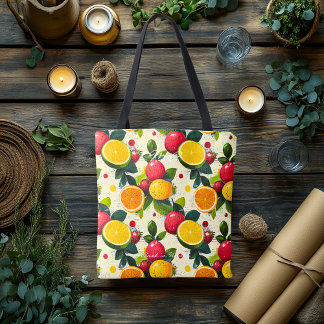 Vers citrusfruitpatroon – helder botanisch tote bag