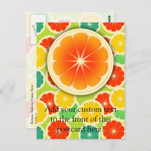 Vers citrusvruchtenontwerp, geschikt om te kleuren briefkaart (Voorkant / Achterkant)