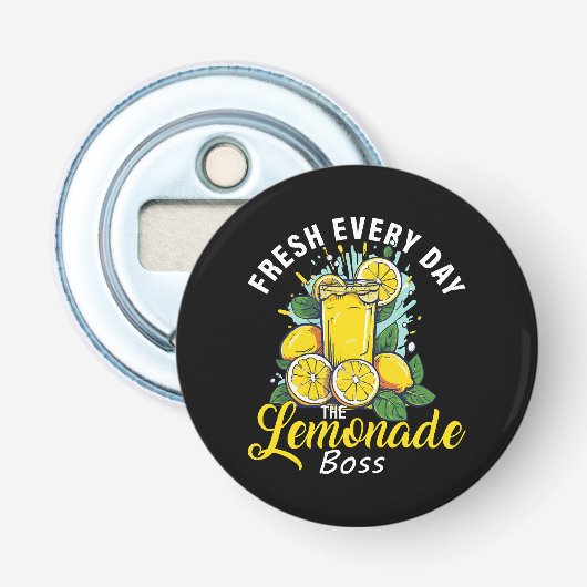 Vers Elke Dag De Limonade Baas Button Flesopener (Voorkant)