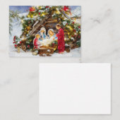 Vers en bessen Nativiteitsbudget mini-Kerstmis Notitiekaartje (Voorkant / Achterkant)