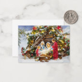 Vers en bessen Nativiteitsbudget mini-Kerstmis Notitiekaartje (Voorkant / Achterkant in situ)