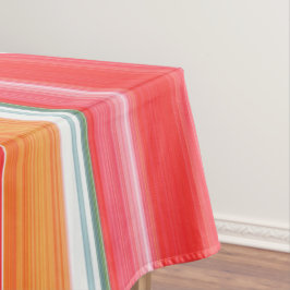 Vers en helder rood en geel gestreept tafelkleed