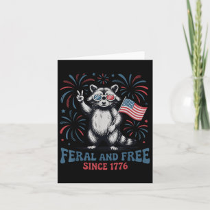 Vers en vrij sinds 1776 Funny Patriotic Raccoon Kaart