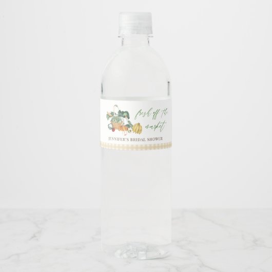 Vers Fris Op De Markt Boerenmarkt Bruiloft Feest Waterfles Etiket (Voorkant)