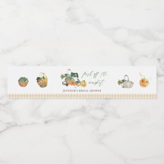 Vers Fris Van De Markt Boerenmarkt Bruiloft Feestj Waterfles Etiket (Enkel label)