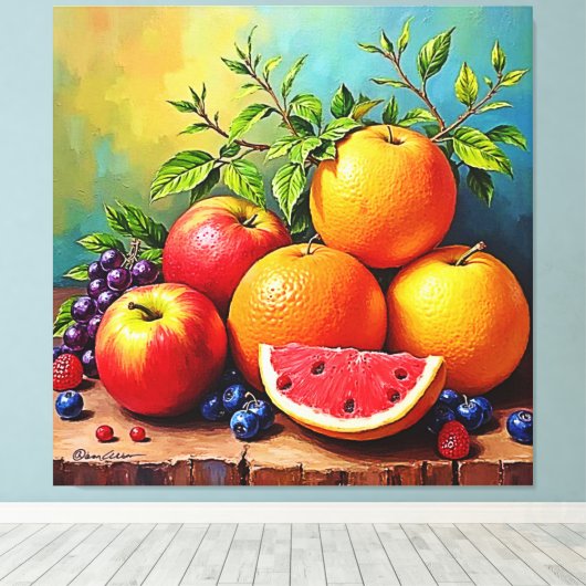 Vers fruit in een perfecte mix canvas afdruk (Insitu (Houten vloer))